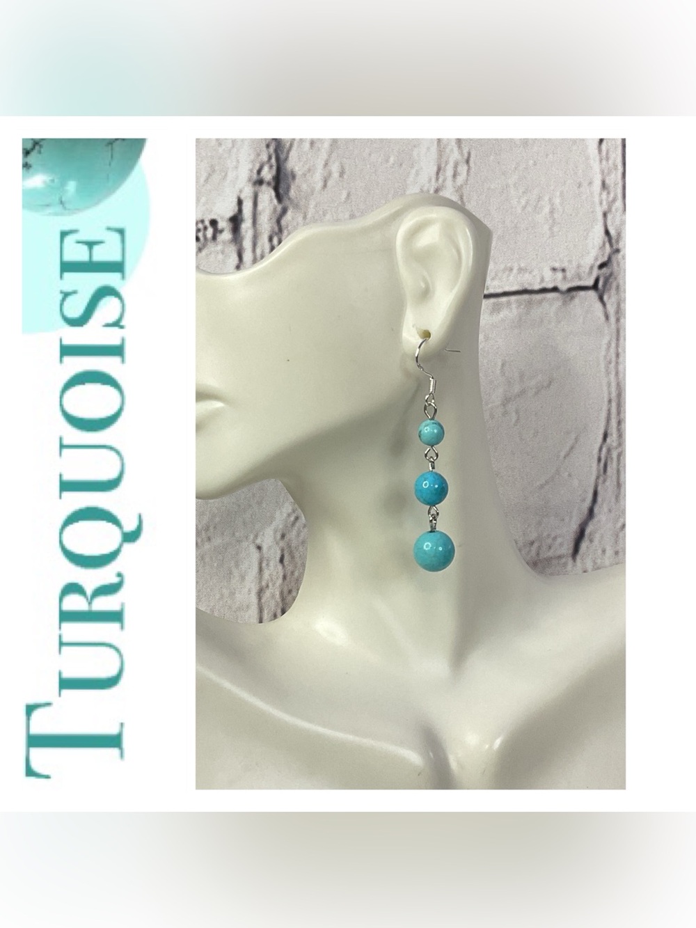 🌟🌟 925 Sterling Silver Natural Turquoise Stone Earrings